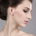thumbnail image 2 of Gem Stone King 10K Yellow Gold Yellow Citrine and White Diamond Drop Dangle Earrings for Women (1.00 Cttw, Gemstone November Birthstone, Oval 6X4MM), 2 of 3