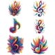 thumbnail image 1 of 6 parches termoadhesivos de notas musicales de colores, 6 tamaños, adhesivos termoadhesivos de plantas, parches de plástico lavables., 1 of 9
