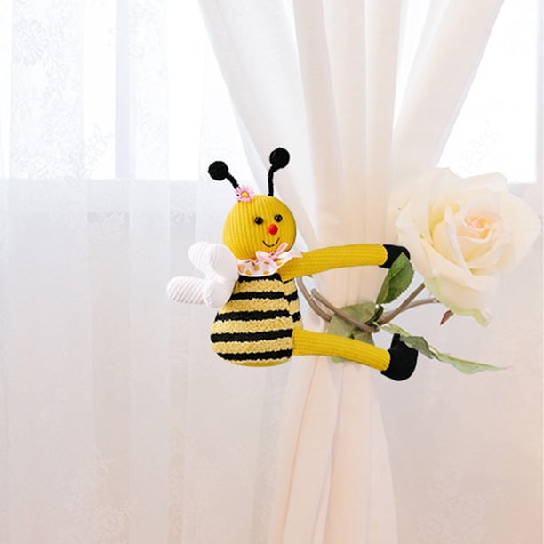 CaiYueKe Bee Curtain Tieback Clip Drapery Clamp for Window Bedroom Nursery Home Decor Adjustable Hook for Valance Tapestry Easy Install Tool Free Decorative Accessory Yellow
