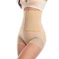 thumbnail image 3 of Defitshape Women's High Waist Thong Shapewear Shorts Slimming Shaper Butt Lifting Lace Elastic Soft Spandex Waist Shaper Nude Large, 3 of 4
