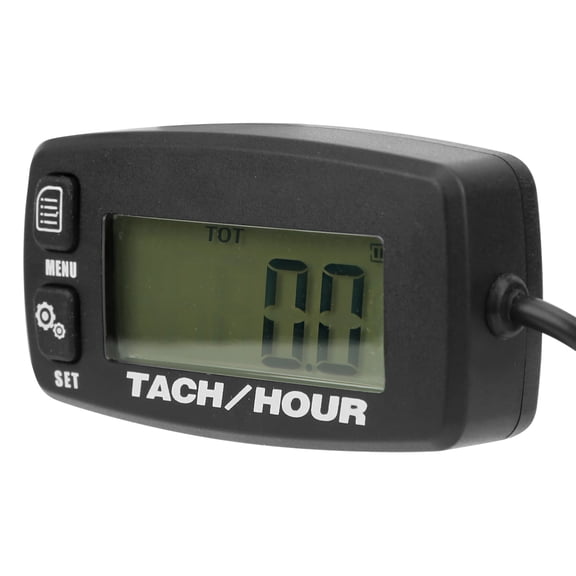 Yajisi LCD Backlit Digital Inductive Tachometer Hour Meter for 2/4 Stroke Engines Motorcycle ATV, Black (2.6 in / 67.1 mm)