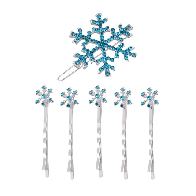 uds. Horquillas para el pelo con forma de copo de nieve, horquillas decorativas de Metal con diamantes de imitación azules