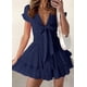 thumbnail image 3 of Vestido PRETTYGARDEN de Verano con Escote en V y Mangas Cortas Azul Marino Talla L, 3 of 6