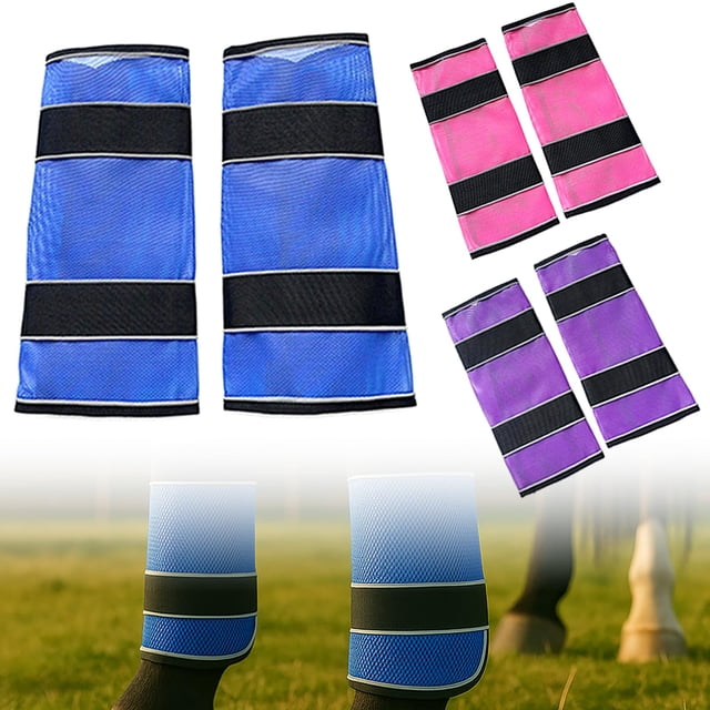Colenumone Botas anti-moscas para caballos 2 unidades, malla transpirable color morado