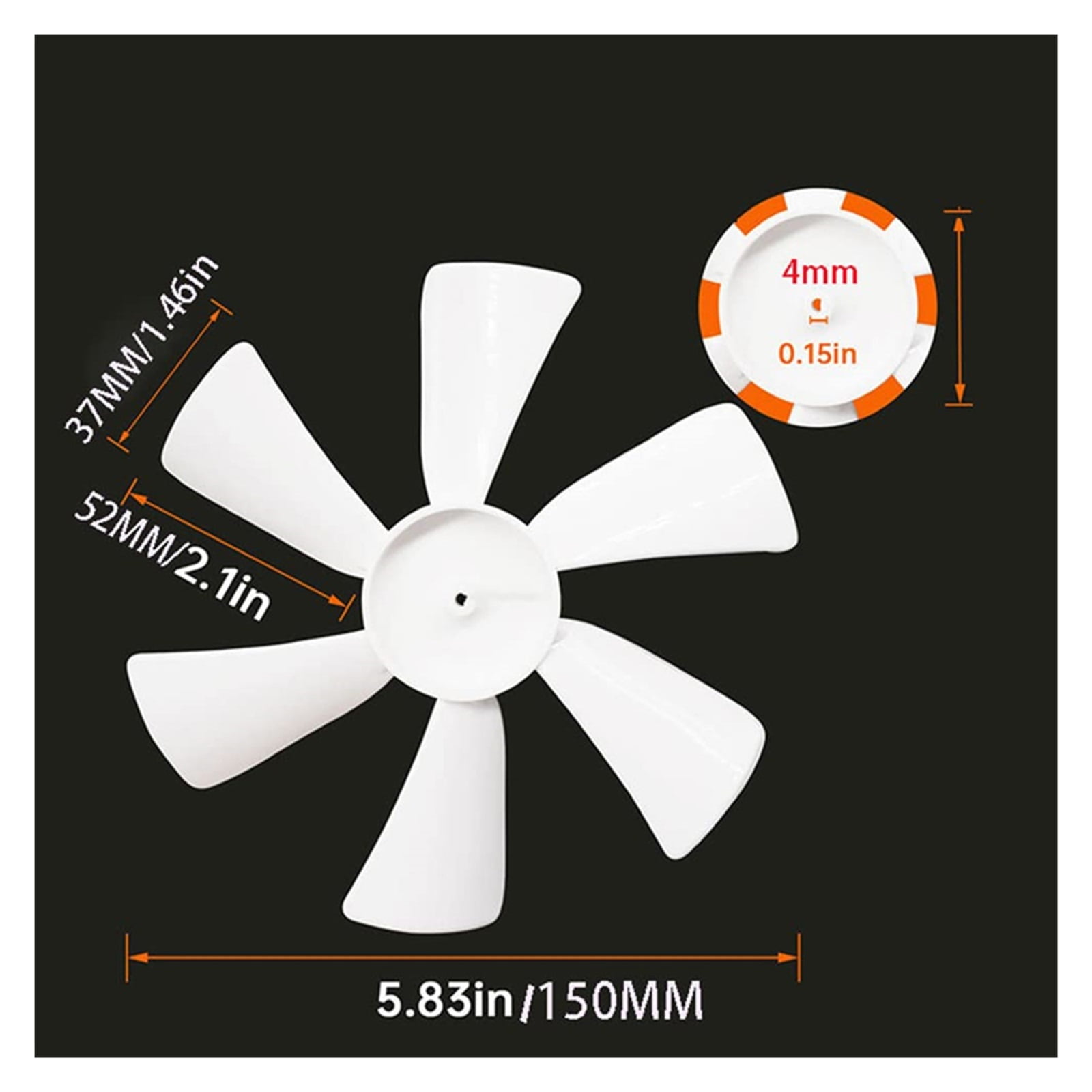 RV Exhaust White Vent Fan Blade with 12V D-Shaft RV Fan Motor and 2 Screws Replacement 6 Inch for RV Bathroom Camper Mobile Home ,Easy Installation