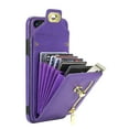 thumbnail image 5 of ELEHOLD for iPhone 7 / iPhone 8 / SE 2022 & 2020 Zipper Pocket Case, Flip PU Leather Wallet Crossbody Shoulder Strap Lanyard Case with Credit Card Holder Women RFID Blocking Purse Phone Cover, purple, 5 of 7