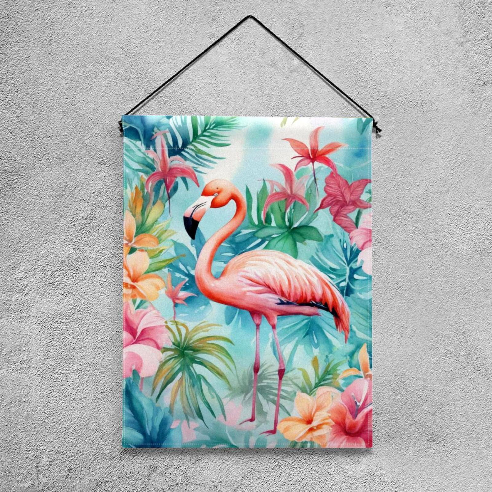 Tropical Palm Leavs FLower Flamingo Double Sided Garden Flag Decorative Weather Resistant Yard Flag, Large DIY Vertical Flag for Farmhouse Patio Lawn, 28x40 Inch