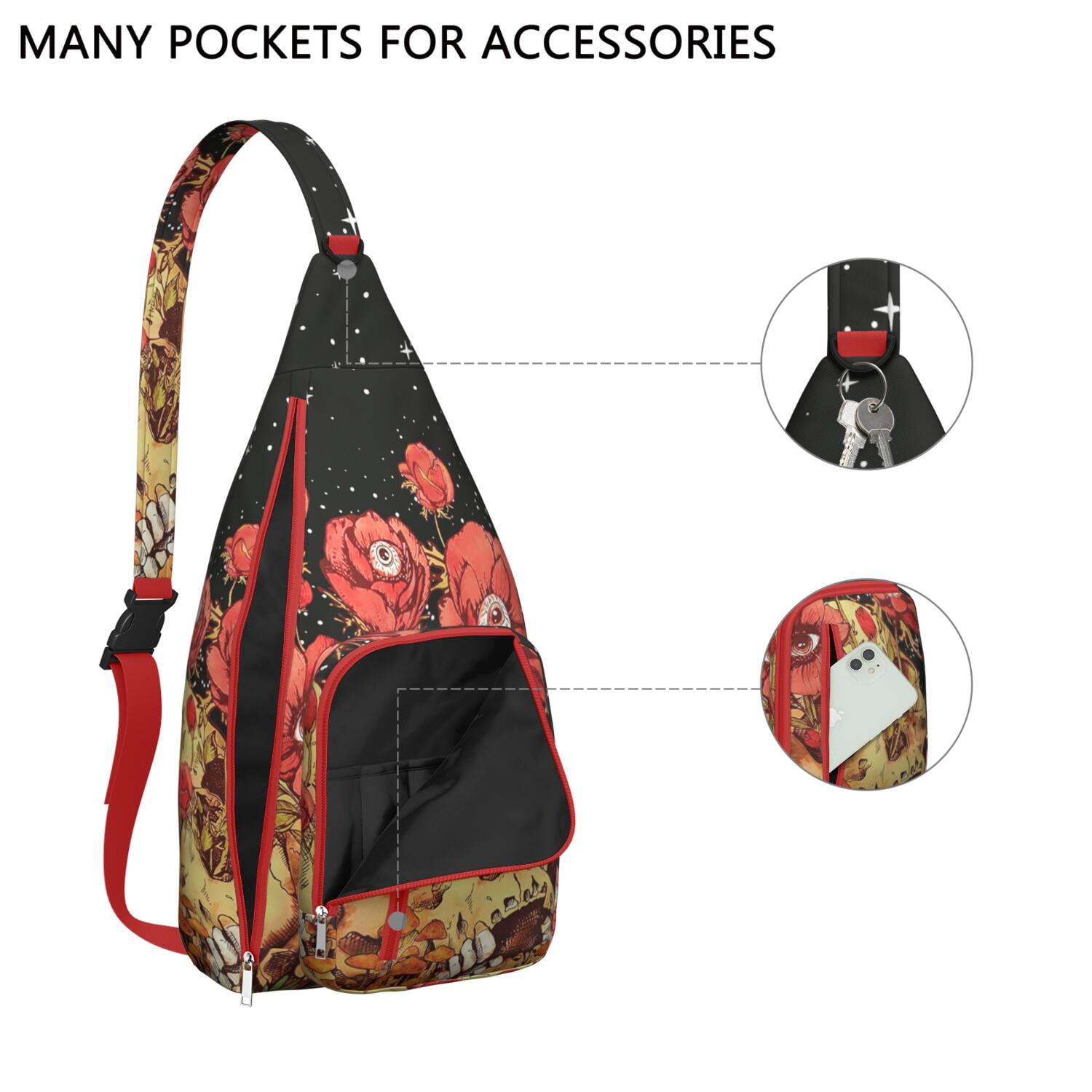 Gothic Fashion Sling Shoulder Bag - Waterproof Crossbody Chest Pack with Anti-Scratch Surface (Ideal for Daily Commute)