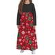 thumbnail image 3 of Vestido de manga larga con cuello redondo para niña, estampado navideño, manga larga, cuello redondo, bolsillos, falda larga informal para adultos, vestido de poliéster para niña., 3 of 5