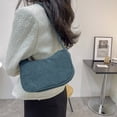 thumbnail image 4 of Sac à Main en Velours Côtelé pour Femmes Mode Couleur Unie (Bleu), 4 of 6