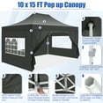 thumbnail image 2 of SANOPY 10' x 15' Heavy Duty Pop up Canopy with 4 Removable Sidewalls, Instant Commercial Tent for Party, Portable Gazebo with Sangbags, Roller Bag, Black, 2 of 8