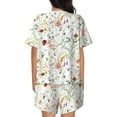 thumbnail image 3 of Bixox Women's Wildflower Watercolor Printed Pajama Set 2 Piece Lounge Set Top and Shorts Soft Pajamas, Shorts with Pockets, 3 of 7