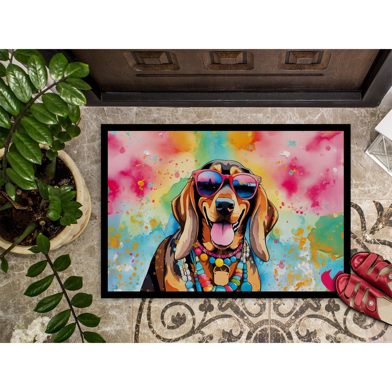 Carolines Treasures DAC2504MAT 0.15 x 18 x 27 in. Doberman Pinscher Hippie Dawg Doormat