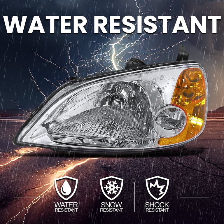 JDM Chrome Clear Headlights For 06-11 Honda Civic Sedan – Left & Right Pair, Halogen Style