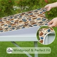 thumbnail image 6 of Beige Baseball Gear Pattern Square Fitted Tablecloth with Elastic Edge,Square Table Cover,Washable Elastic Table Cover for Home Kitchen Party Decor 34"x34", 6 of 6