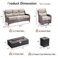 thumbnail image 2 of Giantfurnni 4 Pieces Wicker Patio Fire Pit Sets with 2 Swivel Rocking Chairs, Sofa and 43 Inch Fire Pit Table, Outdoor Furniture Set with 6" Thick Cushion, 2 of 12