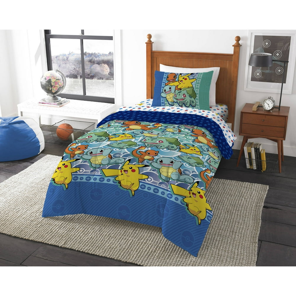 Pokemon Pikachu Twin Comforter & Sheet Set (4 Piece Bed In A Bag)