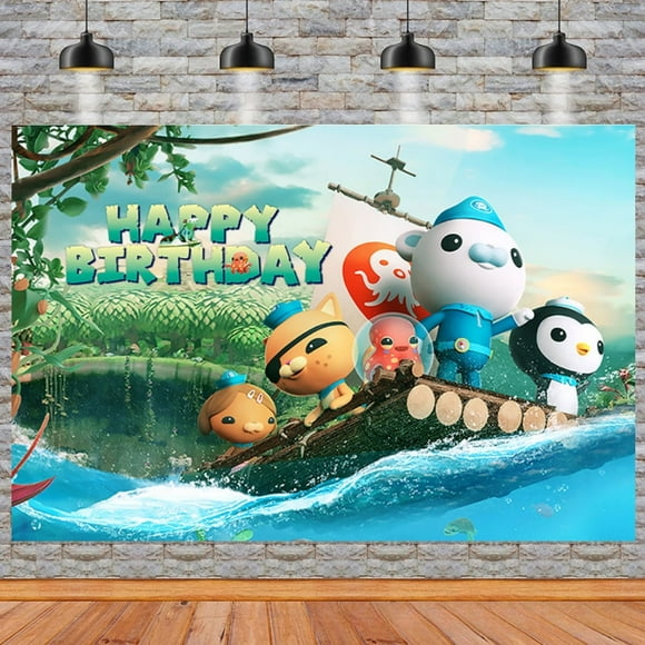 Cartoon Octonauts Birthday Backdrop Photography Kids Party Supplies Happy Birthday Party Decorations 83''×59''
