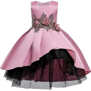 Goyoma Flower Trendy Princess Dress for Girls Wedding Party Birthday Evening Outfit for 3-10 Years
