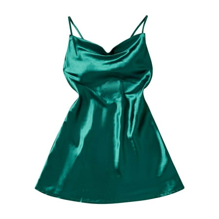 RQYYD Womens Satin Lingerie Nightgown Floral Print Chemise Slip Silk Negligee Spaghetti Straps Babydoll Sleepwear