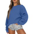 thumbnail image 2 of Sweatshirt for Women Oversized Crewneck Fall Outfits, Long Sleeve Cute Fleece Pullover Top，Loose Fit Soft Teen，Work＆Casual Daily Lounge Wear, Winter Cozy Clothes Royal Blue L, 2 of 6