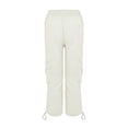 thumbnail image 4 of CIENVNSTG Women's Soft Comfy Solid Color Wide Leg Cargo Pants High Waisted Drawstring Baggy Loose Fit Hip Hop Stylish Y2K Streetwear Palazzo Trousers For Daily Casual Daily Outfits Beige 2XL, 4 of 5