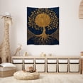thumbnail image 5 of Tree of Life Vintage Tapestry, Boho Celestial Nature Wall Hanging Decor, Gold and Navy Artwork for Living Room or Dorm, White 30x40 Inch, 5 of 6