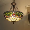 thumbnail image 3 of Metal Inverted Ceiling Pendant with Tiffany Style Glass Shade, Multicolor, 3 of 3