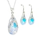 thumbnail image 1 of Juego de aretes y cadena con dije en forma de hoja, plata mexicana ley .925, Aurora Boreal., 1 of 5
