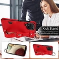 thumbnail image 4 of Allytech Wallet Case for Samsung Galaxy A12, [Card Slot] [Ring Buckle] [Adjustable Wristband with Snap Buckles] Premium PU Leather Kickstand Shockproof Case Cover for Women Men - Red, 4 of 10