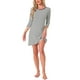 thumbnail image 2 of INSPIRAR CHIC Ropa de dormir para mujeres Algodón Rayas Manga 3/4 Cuello Redondo Midi Color Contrastante Suave Vestido de Noche XL Negro, 2 of 6