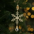 thumbnail image 2 of EazyTech Crystal Snowflake Christmas Tree Pendant Ornament Intricate Champagne Hanging Decor for Holiday Ambiance, Festive Scene Props, and Winter New Year Party Decoration 1PC, 2 of 7
