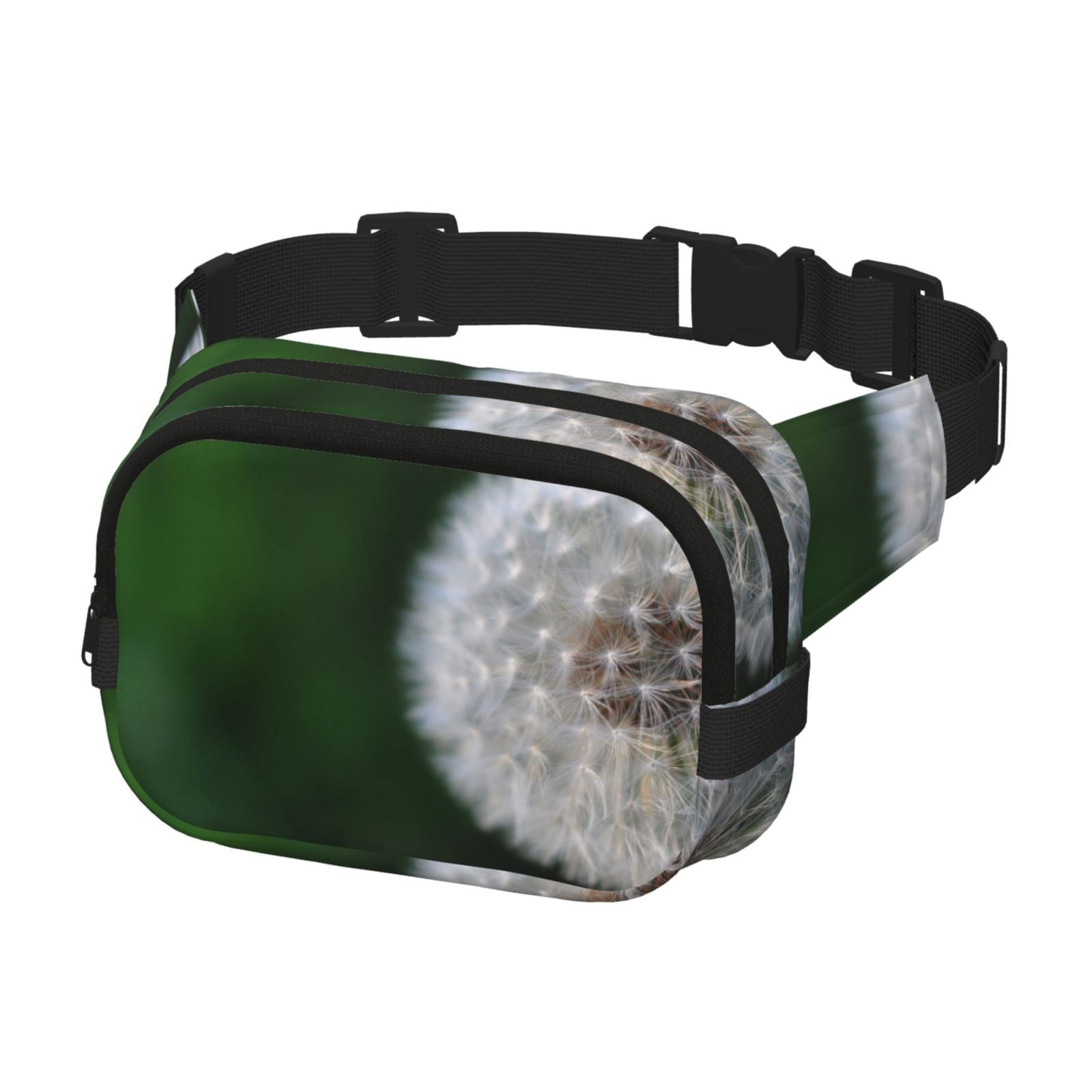Rateoe Dandelion Print Fanny Pack Belt Bag for Women and Men, Square Double-Layer Waterproof Waist Pack with Adjustable Strap for Hiking, Jogging, Cycling
