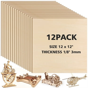 Srapwati Square Basswood Sheets 12"x12"x1/8", 12 Pack DIY Wood Boards, 3mm Basswood for Laser Cutting