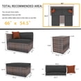 thumbnail image 2 of 5 Piece Patio Furniture Set, Outdoor Waterproof Wicker Conversation Sectional Sofa Set with Soft Cushions, Pillows and Metal Frame, 2 of 7