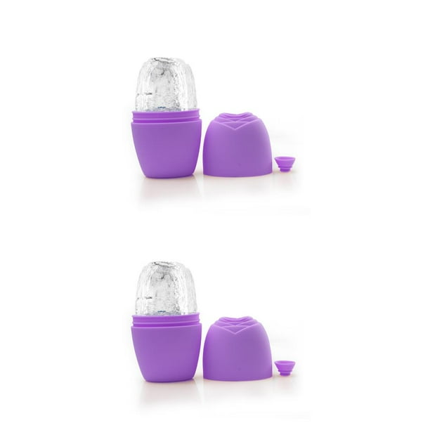 Minnieouse Molde de cubitos de hielo para la cara, línea fina, hinchamiento de ojos, bola de glaseado Facial, molde rodante, masajeador de contorno Violeta 2piezas Minnieouse CBP254173
