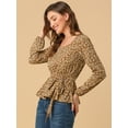 thumbnail image 4 of INSPIRE CHIC Blouse à Manches Longues Florale à Encolure Carrée avec Ceinture pour Femmes, 4 of 6