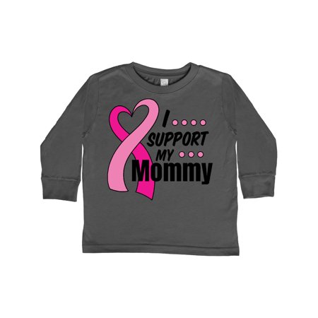 

Inktastic Breast Cancer Awareness I Support My Mommy with Pink Ribbon Gift Toddler Boy or Toddler Girl Long Sleeve T-Shirt