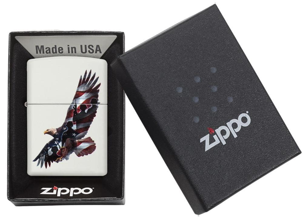 Zippo Eagle & Soldier White Matte Pocket Lighter