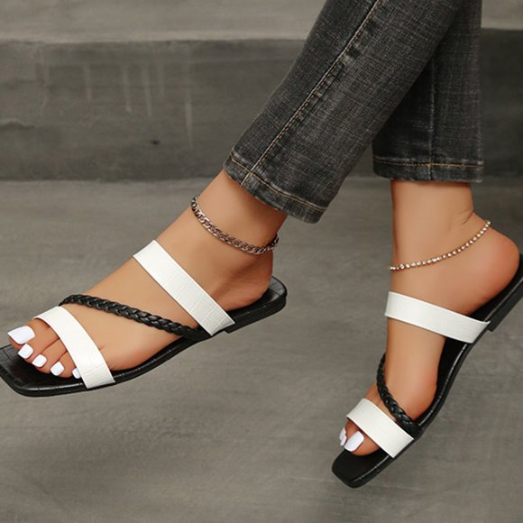 Clarks Sandals Women Flat Sandals Summer Shoes Beach Casual Slip-on Breathable Roman Style Straps Slippers Womens Platform Sandal on Clearance