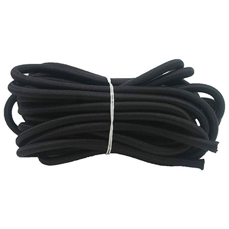 6Meters Strong Elastic Rope Bungee Cord Stretch String Outdoor Project for  Tent Kayak Boat Bag Luggage(Black, 6mm)