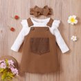 thumbnail image 2 of Fortune 2Pcs Baby Girl Fall Clothes,0-18 Months Infant Ruffle Long Sleeve Ribbed Romper+Pocket Suspender Skirt, 2 of 9