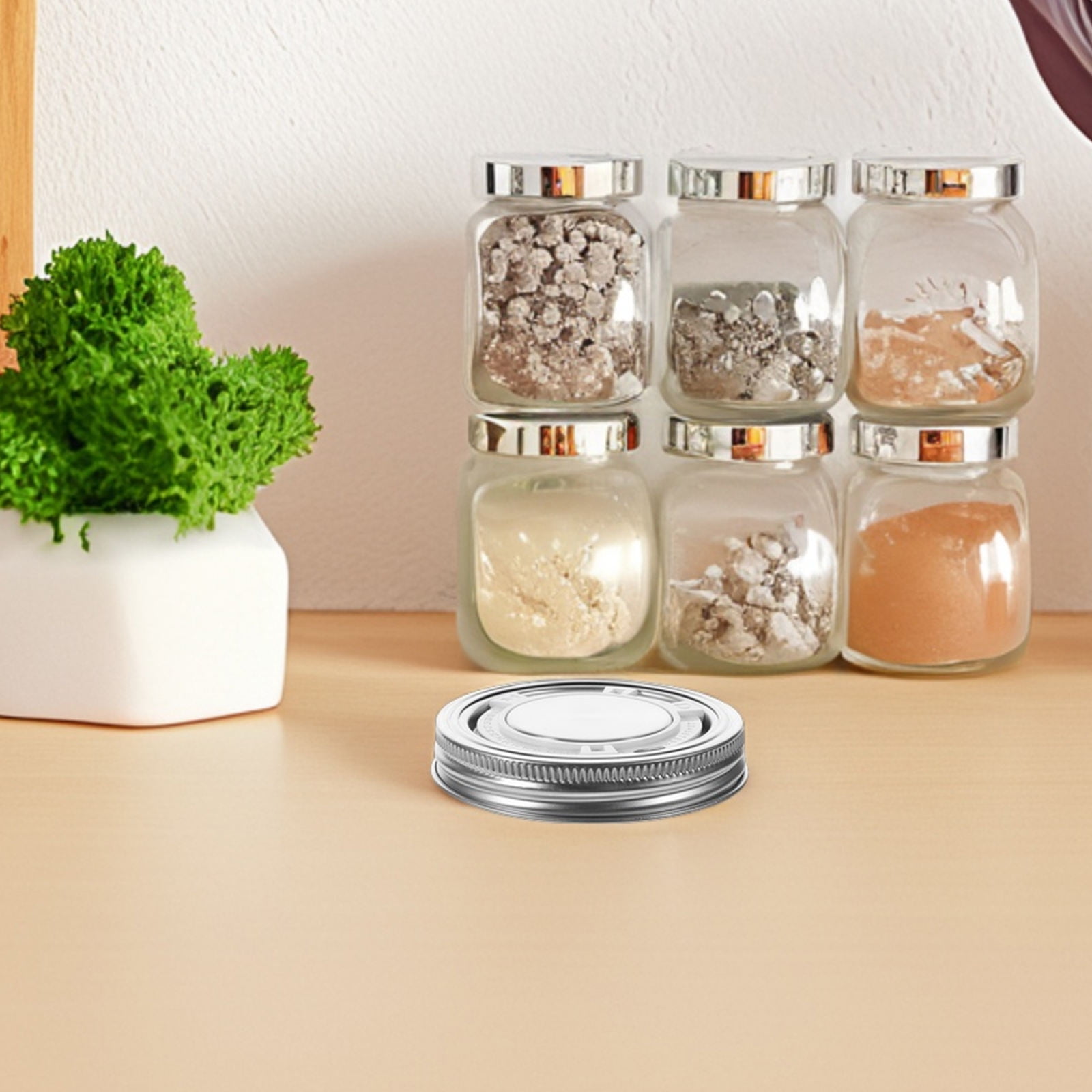 HINTRMENT Versatile Use Mason Jar Lids Silver 1Pack