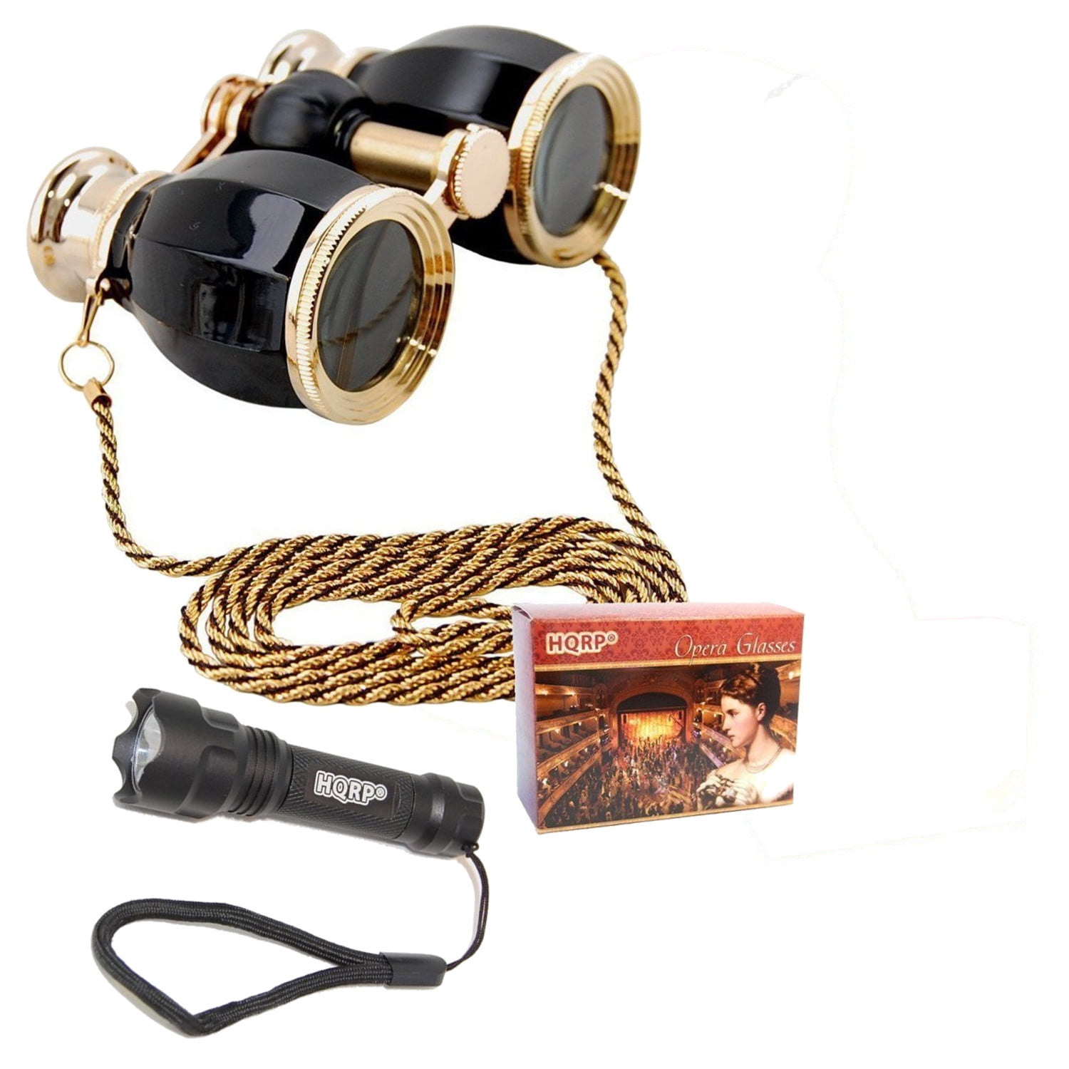 HQRP Opera Theater Binocular 3X25 Glasses with Handle Ultra Bright Flashligh 