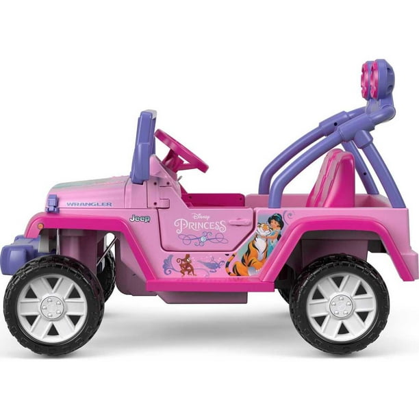  Power Wheels Disney Princess Jeep Wrangler Vehículo de paseo a batería con sonidos, 2 V