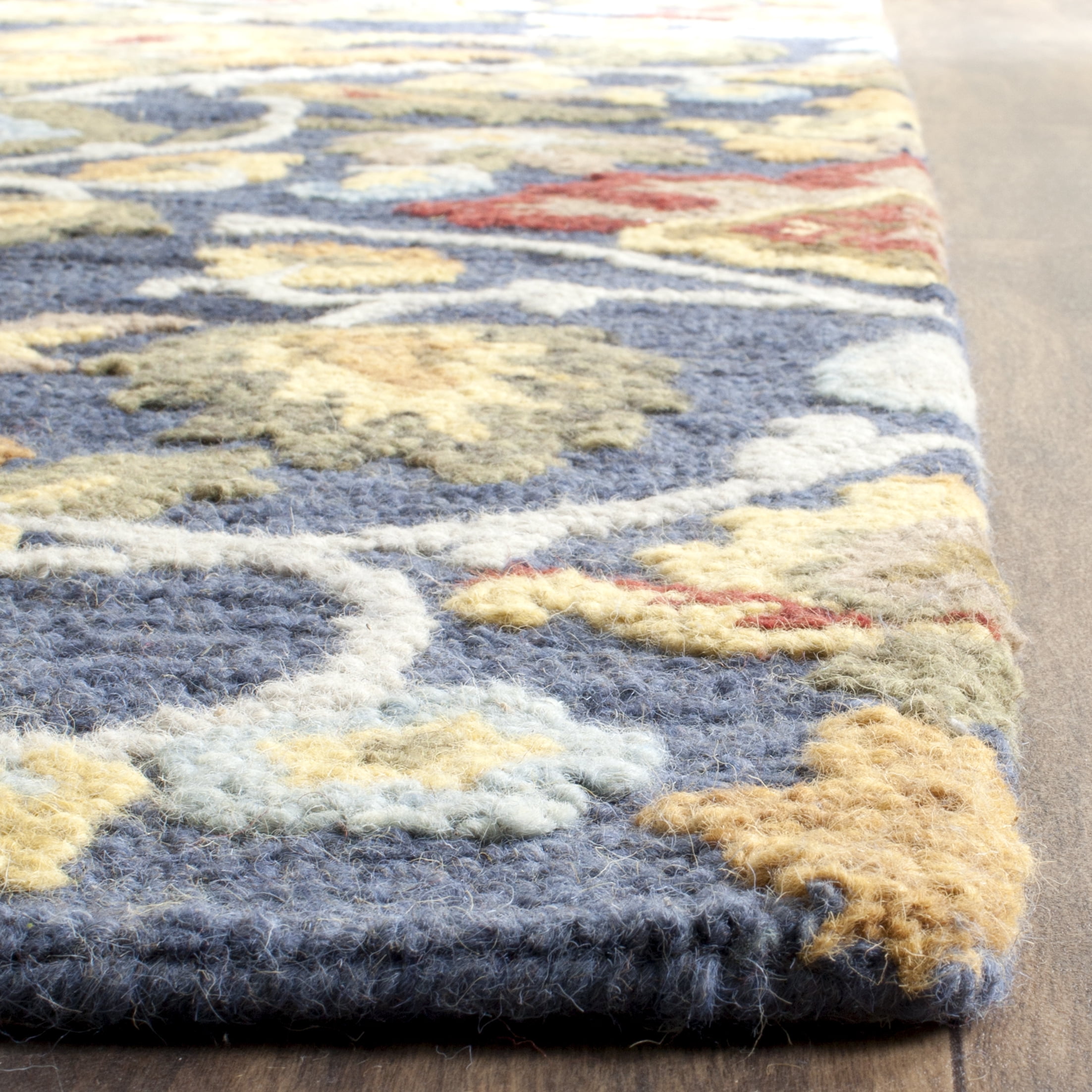 SAFAVIEH Blossom Lennon Floral Wool Area Rug, Navy/Multi, 11' x 15'