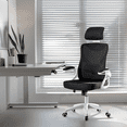 thumbnail image 3 of Alden Design High Back Ergonomic Mesh Office Chair with Adjustable Padded Headrest, White/Black, 3 of 11