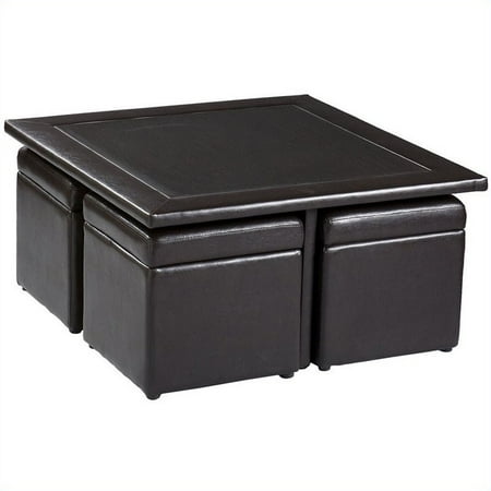 Pemberly Row Storage Cube Table Set In Dark Chocolate Faux Leather Pemberly Row Storage Cube Table Set In Dark Chocolate Faux Leather