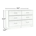 thumbnail image 5 of Benjara Tely 60 Inch Wide Dresser, 6 Drawers with Pewter Handles, White Wood, 5 of 5