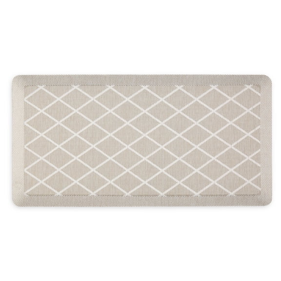 Martha Stewart Miles Modern Diamond Anti-Fatigue Air-Infused Kitchen Mat, Beige, 19.6"x39"